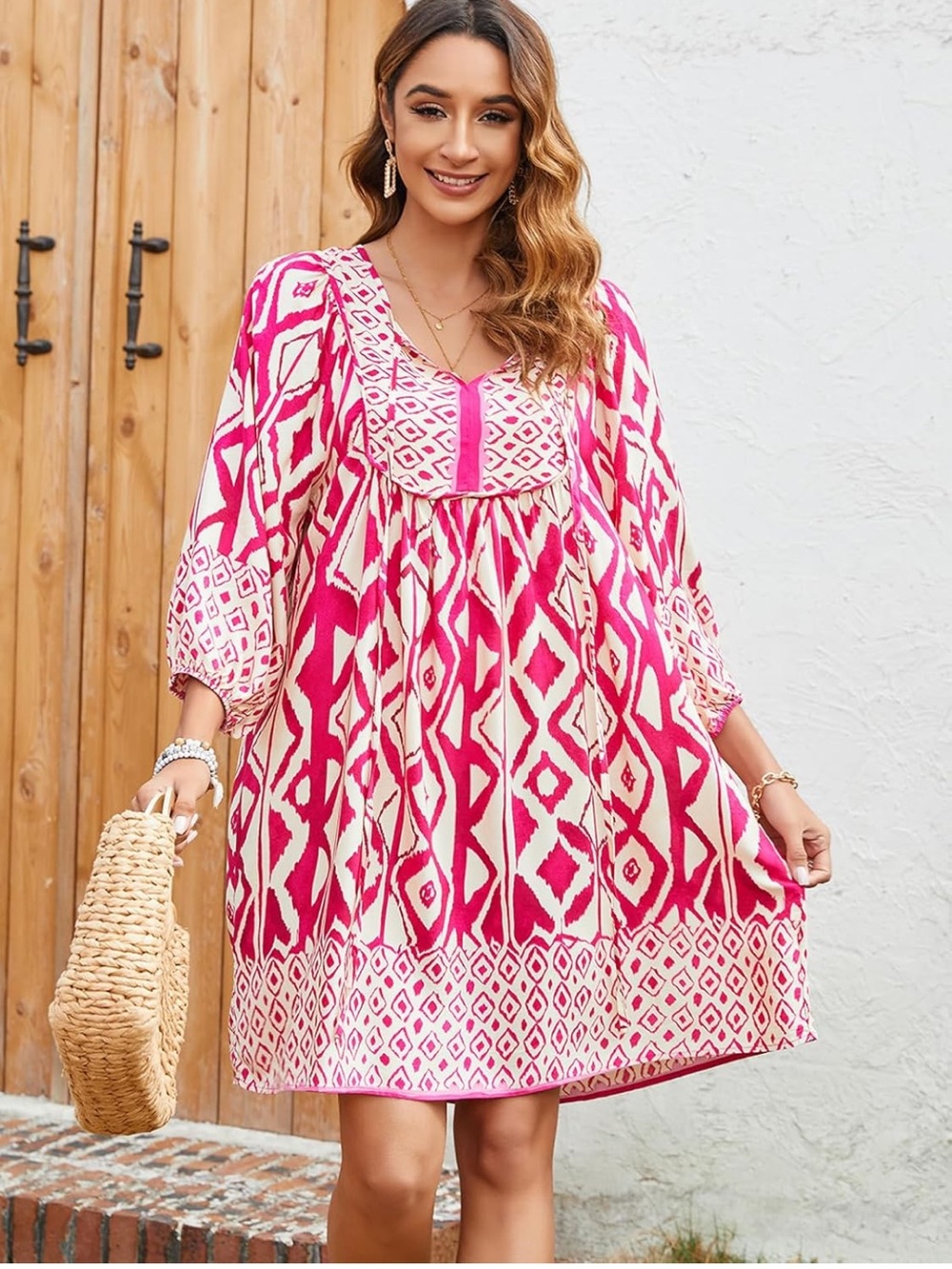 Women's Pink Patterned Mini Dress NWOT
